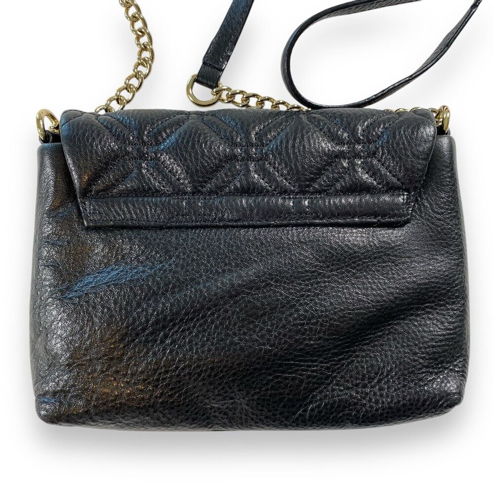 Kate Spade Quilted Leather Crossbody Purse Bag Chain Strap Black Small Shoulder - Picture 3 of 16